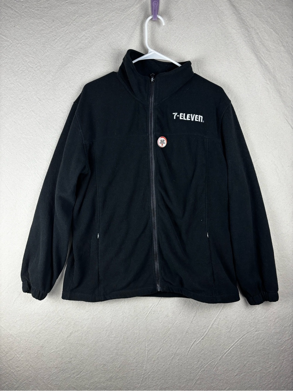 7 eleven black fleece zip up jacket men’s medium